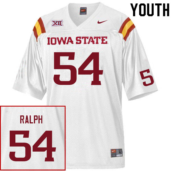 Youth #54 Aidan Ralph Iowa State Cyclones College Football Jerseys Sale-White
